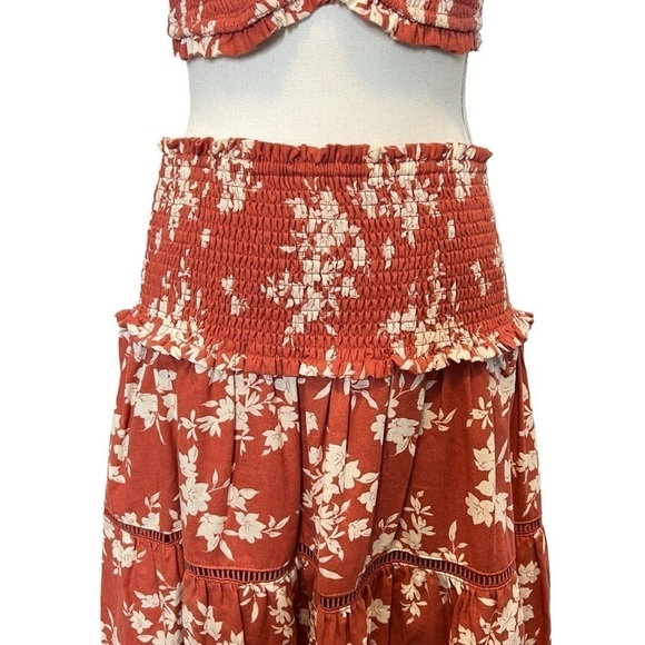 House of Harlow Linen Skirt Set Terracotta Floral Size M NEW - Picture 10 of 12